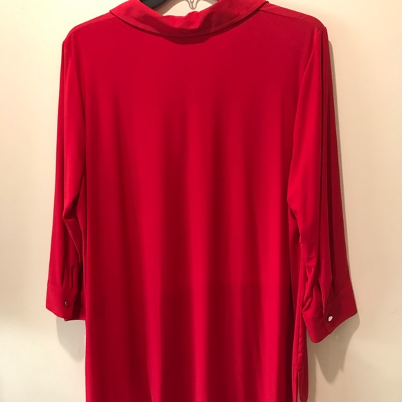 slim factor by investment women plus High Low-top/blouse/button down shirt/3X/ - Picture 4 of 9